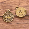Vintage bronze alloy Aries zodiac pendant with ram pattern and Berbec engraving - Antique Bronze - Aries