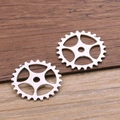 Silver alloy steampunk gear pendants for DIY jewelry making on wooden background - Antique Silver 1.6g
