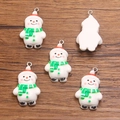 DIY Christmas snowman resin pendants with metal loops for holiday jewelry making - Size 11