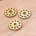 Golden alloy steampunk gear pendants for DIY jewelry making and craft decorations - Antique Gold 3.6g