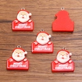 DIY Santa Claus resin pendants with Merry Christmas text for festive jewelry crafts - Size 15