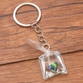 DIY transparent resin keychain with blue tropical fish in a simulated water bag - Green Blue Fish #8