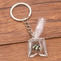 Black and white striped tropical fish resin pendant keychain with silver metal ring - Striped Tropical Fish Resin #5
