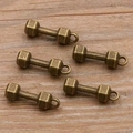 Détails de breloques haltères rétro en bronze pour bijoux DIY sur fond de bois naturel - Style Haltère (20E04) / Bronze Antique
