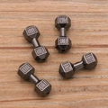 Black dumbbell beads for jewelry making with engraved Live and Lift gym motifs - Small / Gunmetal