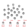 Set of 6mm polished silver stainless steel spacer beads with various hole size options - 6mm Hole 1.5mm / Steel