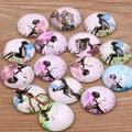 Cabochons en verre DIY assortis avec illustrations de fées et papillons sur bois - Style d'Illustration de Fée Elfe (10K06)