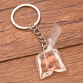 Miniature orange goldfish bag keychain pendant with clear resin and silver metal ring - Orange Goldfish