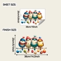 Gedetailleerde afmetingen van het vel en eindformaat voor kerstvogel raamstickers - 25*38cm
