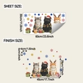Diseño detallado de pegatinas de gatos navideños mostrando el tamaño de la lámina de 30x60cm - 30*60cm (fun-b189)