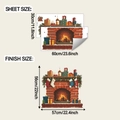 Detailed sheet size and finish dimensions for Christmas fireplace wall sticker set - 30x60cm x 2 Pieces (fun-b190)