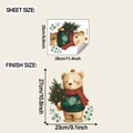 Detalle que muestra las dimensiones de la pegatina de pared del oso de Navidad en cm - 25x29cm