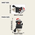 Detailed size specifications for a funny Christmas black cat toilet wall sticker - 20x29cm