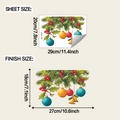 Dimensions et disposition des autocollants de Noël pour toilettes avec houx et boules - 20x29cm