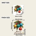 Detailed size guide for Merry Christmas wall stickers with dimensions and layout - Pine Needle Berry Christmas Ball Pattern (fun-m478) / 29x29cm/fun-m478