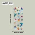 Detailed sheet size diagram of 100x42cm sea life static cling glass window sticker - Ocean Life Prism Laser Style / 42x100