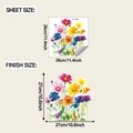 Detail van kleurrijke aquarel bloemen muurstickers met blad- en afwerkafmetingen - 29x29cm (fun-m481)