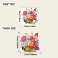 Detail showing sheet size and finish size for floral butterfly wall stickers - 29*29CM (fun-m480)