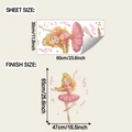 Détail du sticker mural danseuse de ballet montrant les dimensions de la feuille - 30*60cm/fun-b200