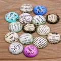 Set of 15 vintage style glass cabochons with inspirational quotes on wood surface - 20mm / Vintage Quotes Style (10D08)