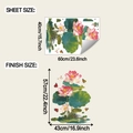 Detailed sheet and finish size dimensions for lotus and butterfly wall stickers - Lotus Butterfly Pattern (fun-e329)