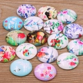DIY 20-25mm round glass cabochons featuring colorful floral and bird pattern designs - 20mm / Parrot Floral Style (10K01)