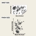 Detailed sheet and finish size dimensions for bamboo ink painting wall stickers - 40x60cm (fun-e330)