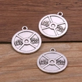 Pendentifs haltères vintage argentés DIY avec marquages 45 LBS et 20,4 KG - Style Disque Haltère (20E07) / Argent antique