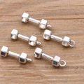 Pendentifs haltères argentés DIY pour bijoux sportifs avec finition métallique de qualité - Style Haltère (20E04) / Argent antique