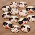 Cabochons en verre DIY 20-25mm avec divers portraits de femmes de dessins animés et motifs - Style de Portrait d'Illustration (10J02)