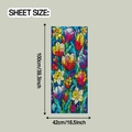 Lámina decorativa para ventanas con diseño de tulipanes y medidas detalladas del producto - 42x100cm/XC9082 Láser de Prisma