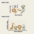 Cartoon animal wall decal sheet showing 40x60cm dimensions and 48x76cm finish size - 40x60cm(fun-e327)