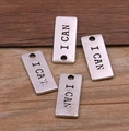 Breloques DIY argent antique gravées I CAN pour création bijoux fitness lot de 4 - Style I CAN (20E10) / Argent antique