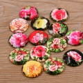 Cabochons en verre fleuris de 20-25mm avec motifs de fleurs variés pour bijoux DIY - Style de Fleur de Pivoine (10D09)