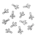 Silver stainless steel bird charm connector for DIY jewelry necklaces with double loops - Style 17 Fishtail (6X9mm) / Steel
