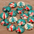 Cabochons de Noël en verre 20-25mm avec motifs festifs de sapins et de bonshommes de neige - Style de Thème de Noël (10K05)