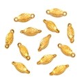 Golden shuttle-shaped floral connector charms for DIY necklace jewelry making - Style 18 Olive (3X11mm) / Gold