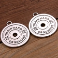 Pendentif disque d'haltère argent vintage avec gravure Train Hard et 50KG pour bijoux DIY - Style Grand Disque (20E18) / Argent antique