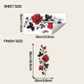 Guía de tamaño de hoja y acabado para el vinilo decorativo de rosas rojas y hojas - 30*60cm