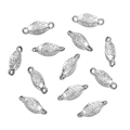 Silver alloy oval jewelry connectors with vine patterns for DIY necklaces - Style 18 Olive (3X11mm) / Steel