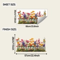 Detail showing sheet size and finish size of colorful daisy garden fence wall decals - Daisy Fence Style (fun-b196) / 30*60cm/fun-b196 Transparent