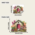 Detailansicht Wandsticker Igel mit Blumen mit Maßen für Bogen und fertige Anbringung - 24x20cm