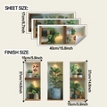 Detail view of 3D green plant wall stickers with specific dimensions and sheet sizes - 17*40cm*3pcs (fun-f870 107)