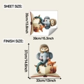Detail view of cartoon animal wall decal sheet and finish size dimensions for kids room - 35*39CM/fun-f860