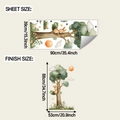 Cartoon wall stickers showing sheet dimensions 39x90cm and finish size 88x53cm details - 39x90cm
