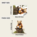 Detail view of cute honey bear wall sticker showing sheet size and finish size dimensions - 29*40cm(fun-f877)
