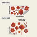 Detailed sheet dimensions and assembly size for red lantern plum blossom wall stickers - Red Lantern Plum Blossom Style (fun-b215)