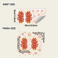 Guía de tamaños detallada para pegatinas de Año Nuevo con medidas precisas del diseño - Estilo Festivo de Año Nuevo (fun-b217)