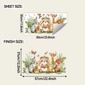 Cartoon animal wall stickers showing fox and bear with precise dimension markings - Forest Animal Set (fun-b214)
