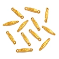 Golden shuttle-shaped 304 stainless steel connectors with engraved geometric patterns - Style 25 Strip (2X12mm) / Gold